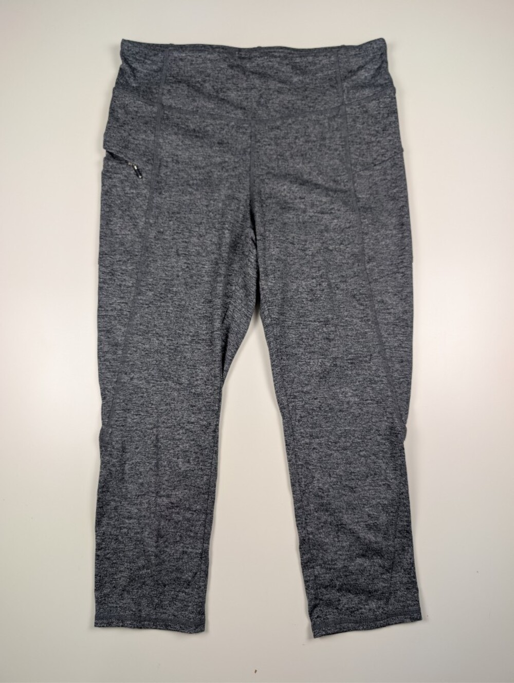 J Jill Fit Marl Legging Women Small Gray Capri Cropped Zipper Pocket Athleisure